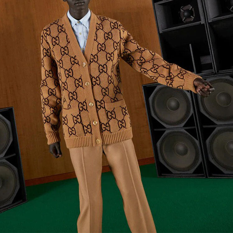 Gucci Reversible Wool Knit Cardigan 'Brown Yellow' 696576-XKCFX-2378
