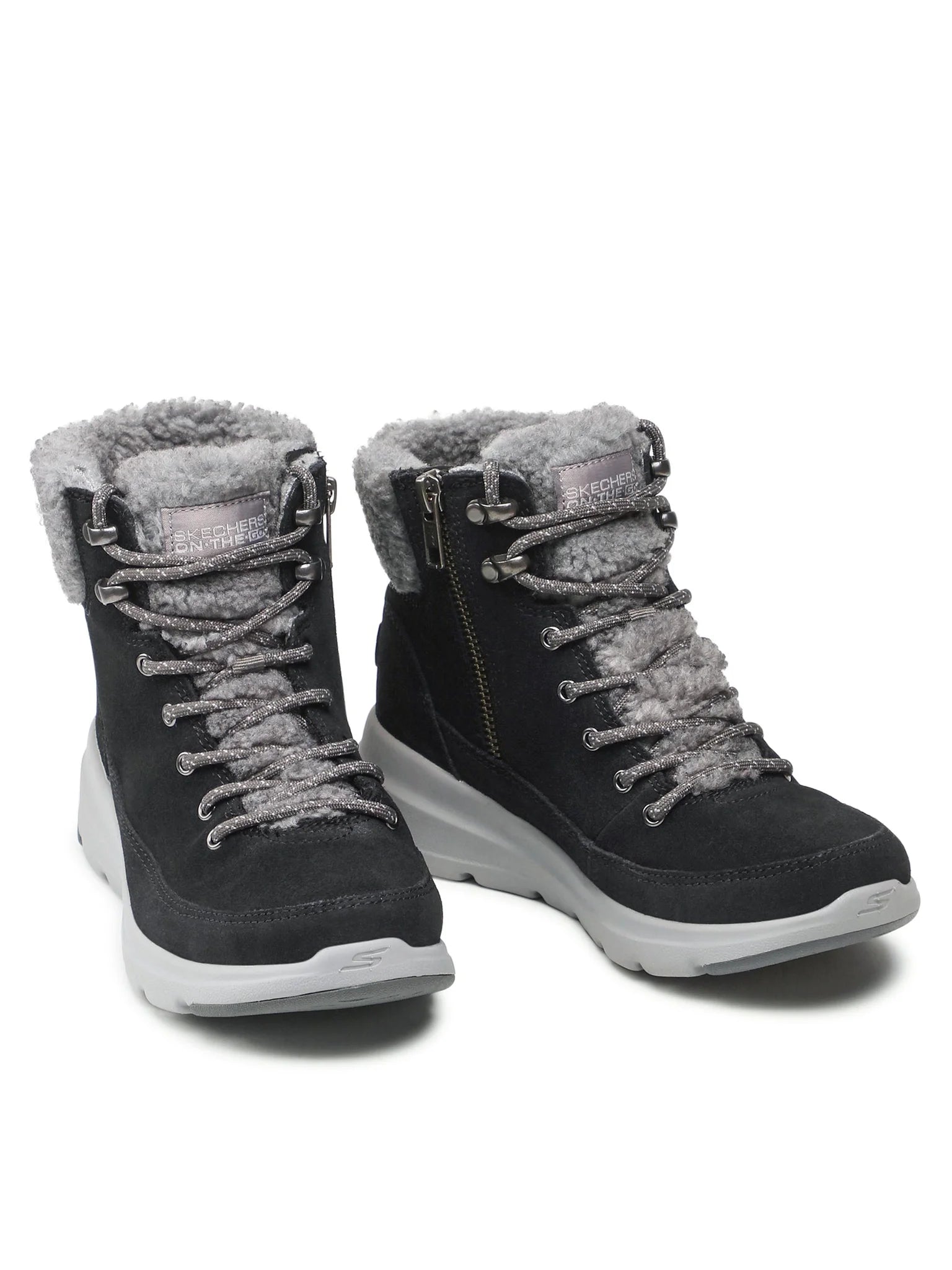 (WMNS) Skechers Glacial Ultra 'Black' 16677-BKGY