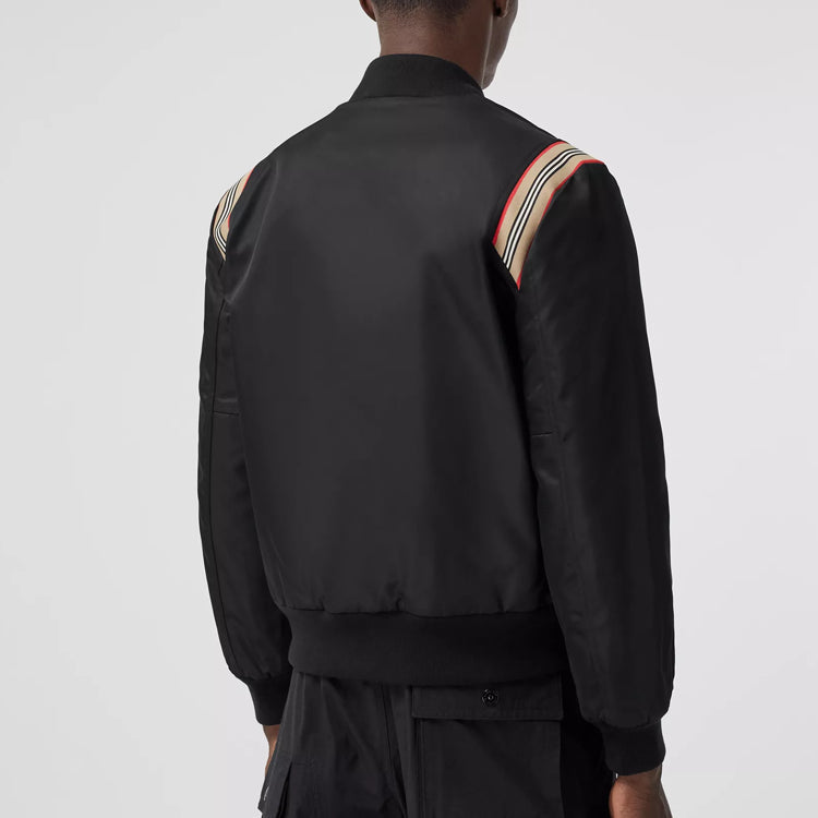 Burberry Classic Striped Shoulder Pilot Jacket For Men Black 80323621