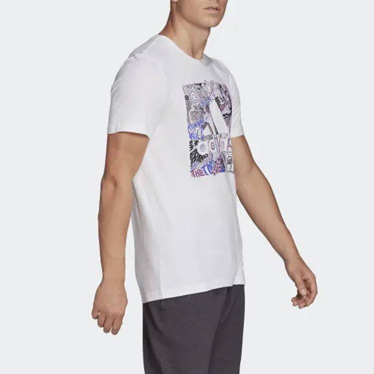 adidas Sports Logo Round Neck Short Sleeve White FN1752