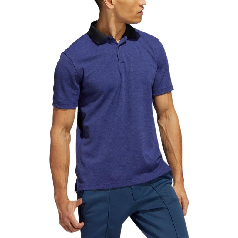 Men's adidas Solid Color Minimalistic Short Sleeve Japanese Version Blue Polo Shirt HC5578