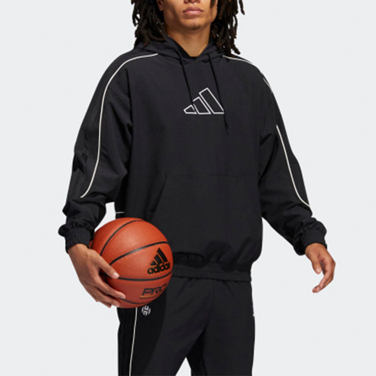 adidas Hrd Cu Embroidered Logo hooded Pullover Long Sleeves Black FR5736