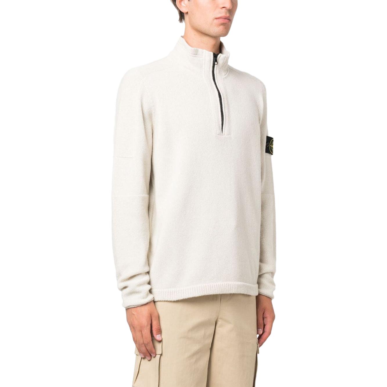 STONE ISLAND Wool Half-zip Sweatshirt 'Beige' 7915529A3-V0097