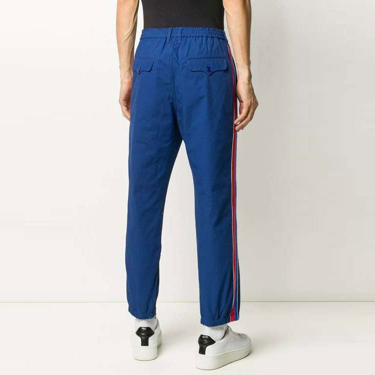 Gucci SS21 Side Stripe Pants Zipper Athleisure Casual Sports Pants Blue 615775-XDBBH-4207