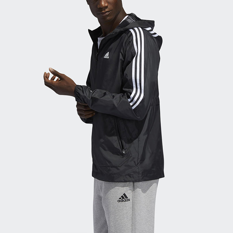 Men's adidas Stripes Windbreaker Jacket Black FT2835