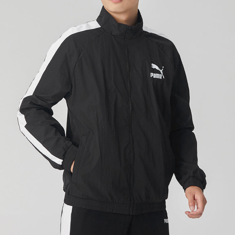PUMA Gym Quick Dry T7 Stand Collar Logo Sports Jacket Black 599907-01