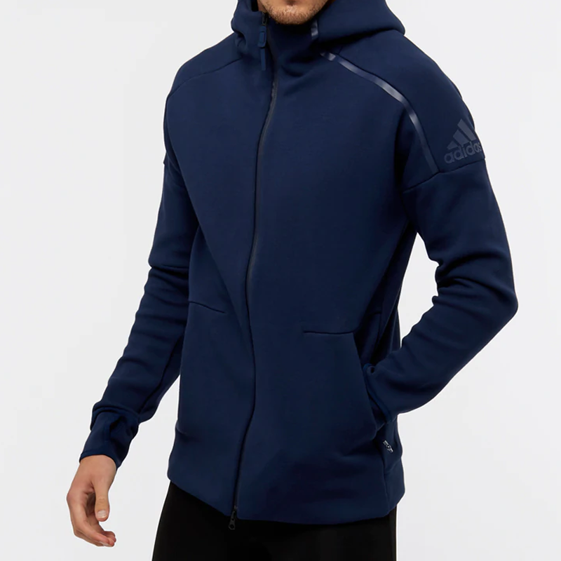 adidas Logo Knit Hooded Jacket Navy Blue BQ6928