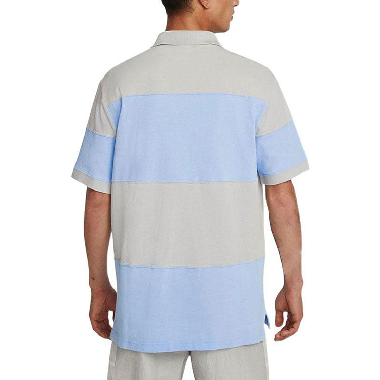 Men's Nike Sportswear Sport Essential Logo Colorblock Casual Short Sleeve Light Sea Blue Polo Shirt DM6951-097