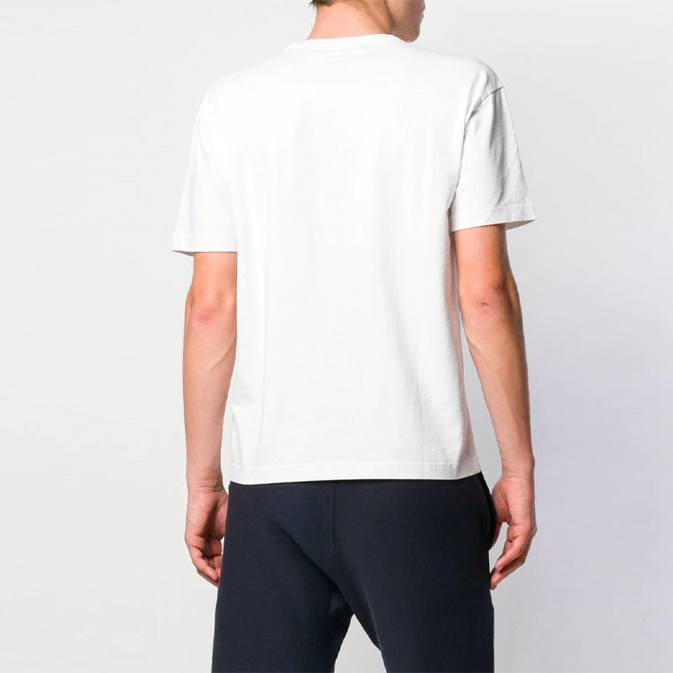 Men's KENZO Embroidered Pattern Loose Round Neck Short Sleeve White T-Shirt F955TS0774W7-01