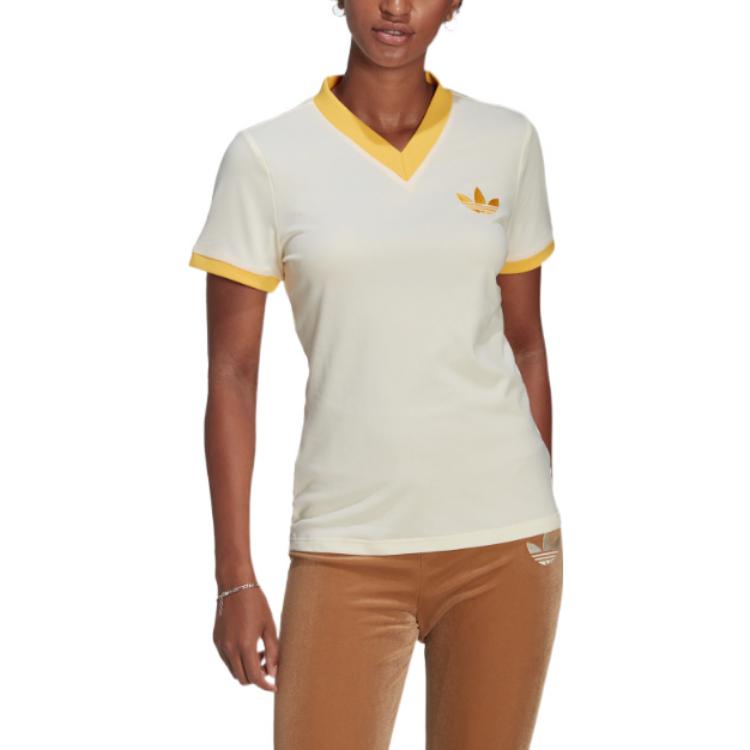 (WMNS) adidas Adicolor 70s V-Neck Tee 'Beige Yellow' IB2042