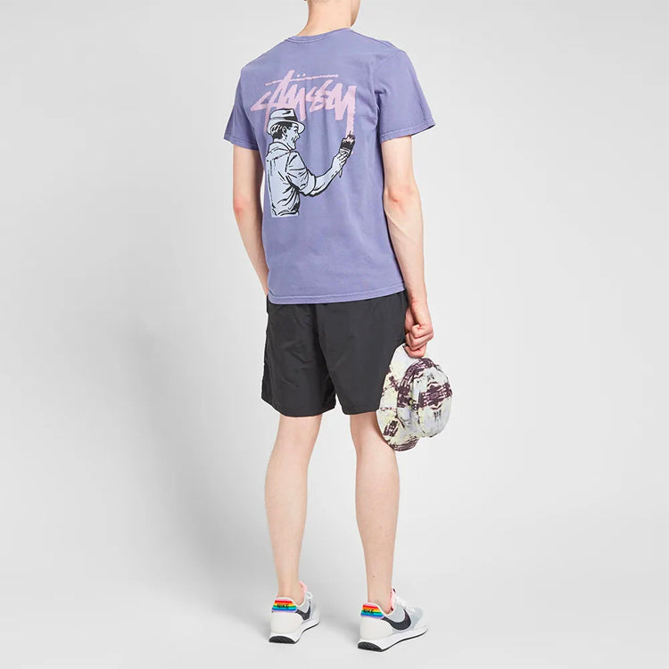 Stussy Painter Pigment Dyed Tee Back Printing Short Sleeve Unisex Purple 1904398-PURP