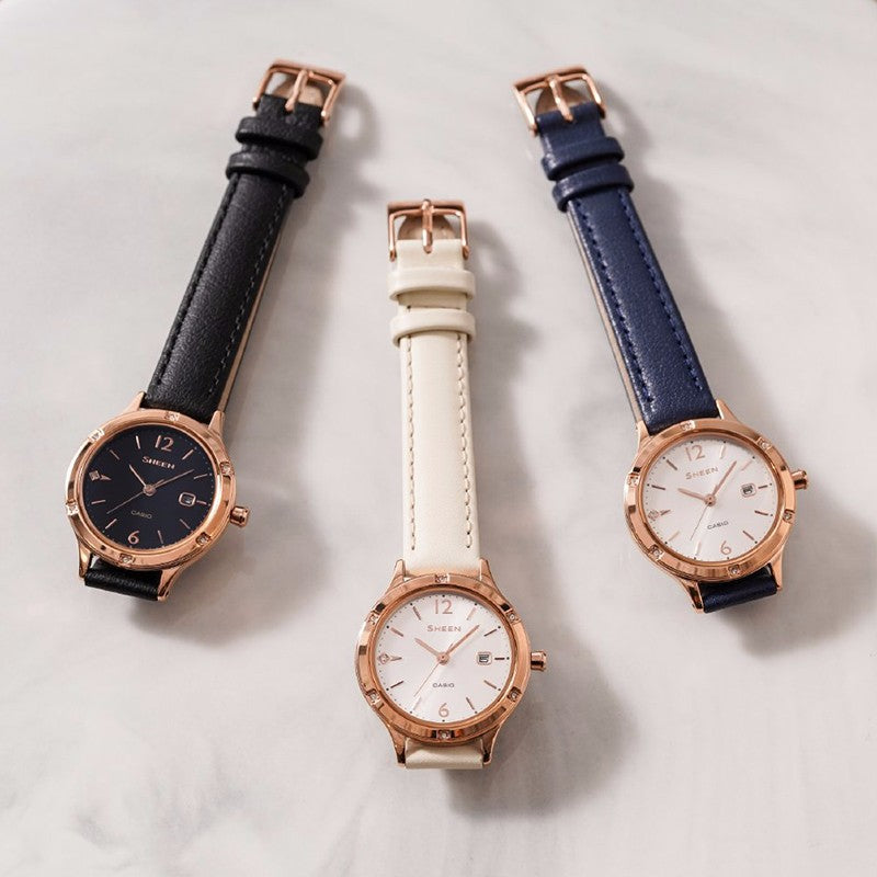 CASIO SHEEN Sapphire Crystal Quartz Waterproof Rose Gold Analog SHE-4533PGL-7AUPR
