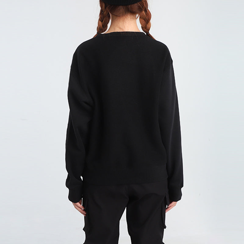 (WMNS) Converse All Star Sweater Asia Sizing 'Black' 10019801-A01