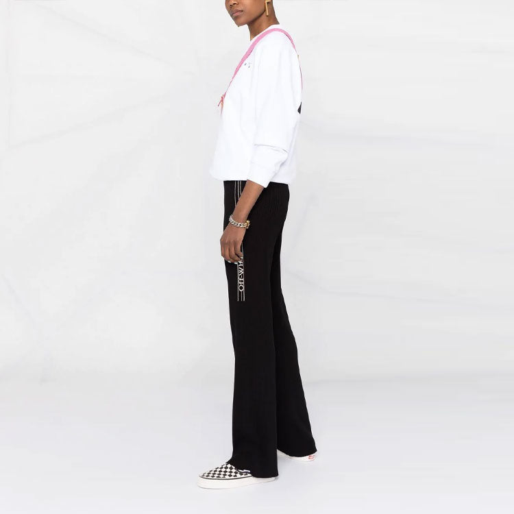 (WMNS) Off-White SS21 Arrow Logo Flowers Printing Round Neck White Hoodie OWBA055S21JER0010145