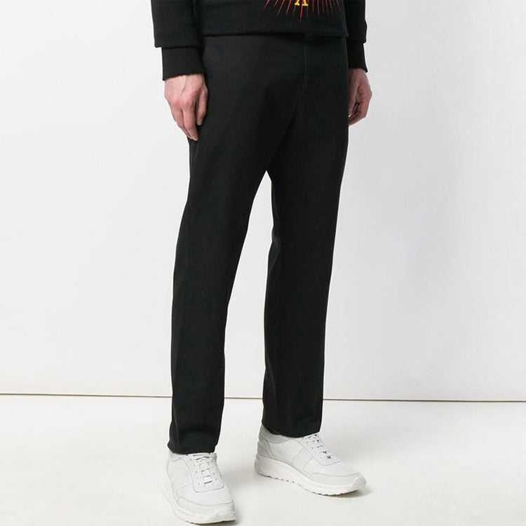 Men's Gucci SS21 Solid Color Cotton Casual Loose Long Pants/Trousers Black 519546-Z396H-1000