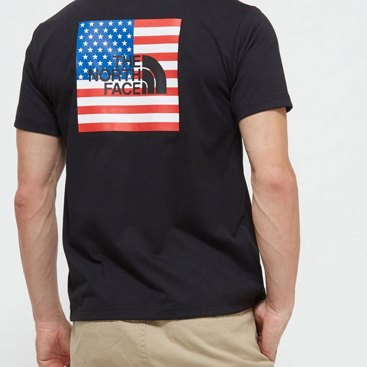 Men's THE NORTH FACE National Flag Printing logo Short Sleeve Black NT32053-K