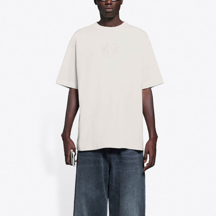 Balenciaga Unisex SS21 Logo Round Neck Grey 641675TKV712966