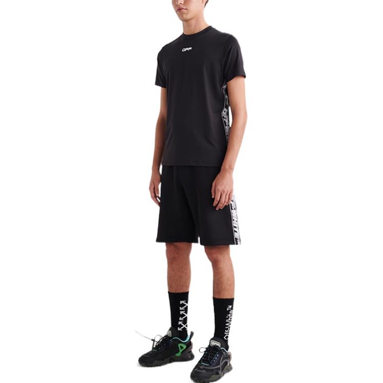 Off-White SS22 Alphabet Printing Round Neck Pullover Short Sleeve Ordinary Version Black OMVA026C99FAB0011001
