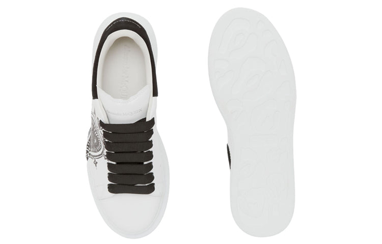 (WMNS) Alexander McQueen Leather Heart Logo Lace Up Oversized Sneakers 'White Black' 667570WIAF39061