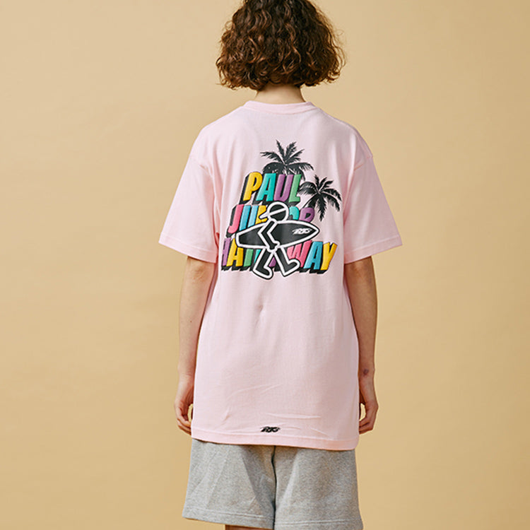 PJs Vigor Beach Alphabet Printing Short Sleeve Unisex Pink 20SSTS10303-P