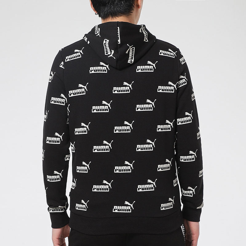 PUMA Logo Printed Casual Sports Hooded Sweater Men's Black 588803-01