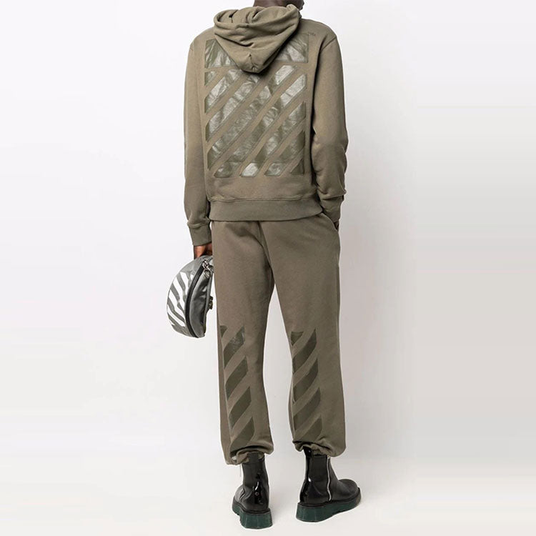 Men's Off-White SS22 Solid Color Loose Casual Long Pants/Trousers Green OMCH029S22FLE0065656