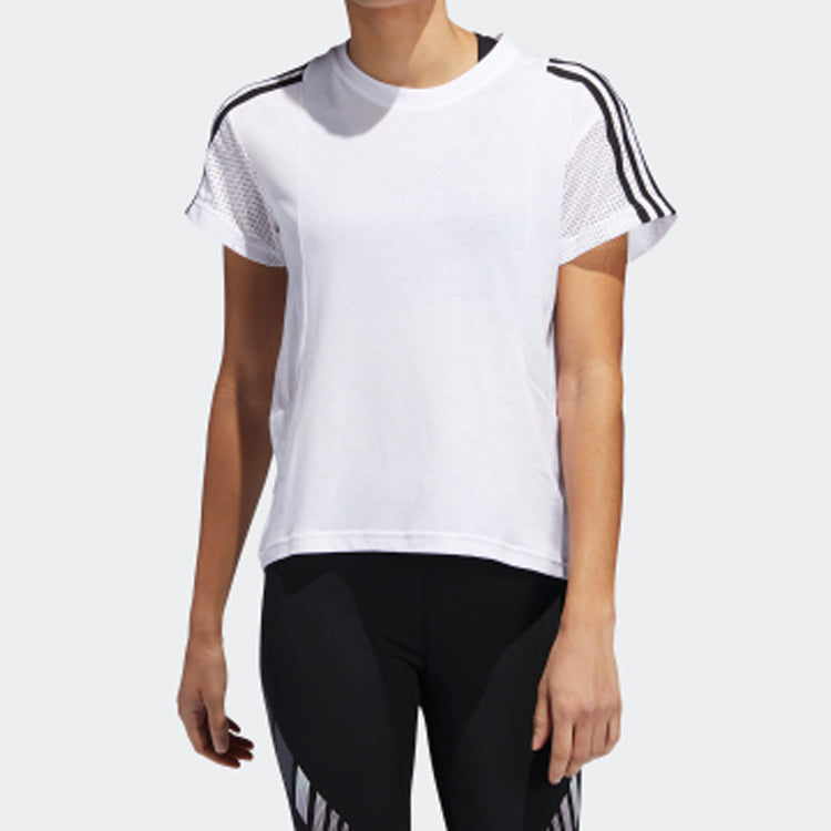 (WMNS) adidas Training Round Neck Pullover Short Sleeve 'White' EA3354