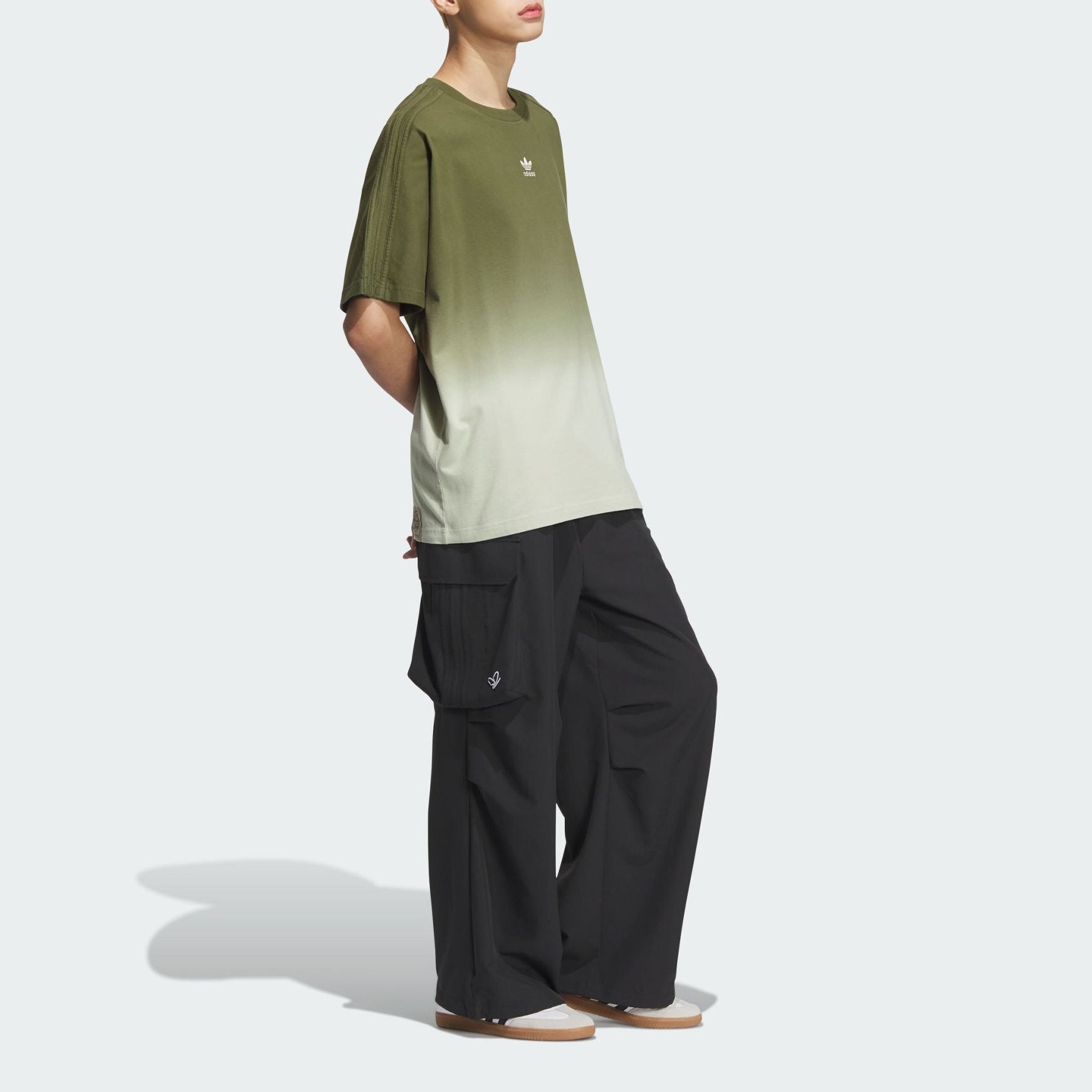 adidas Clover Gradient Loose Casual T-Shirt 'Green White' JG1523