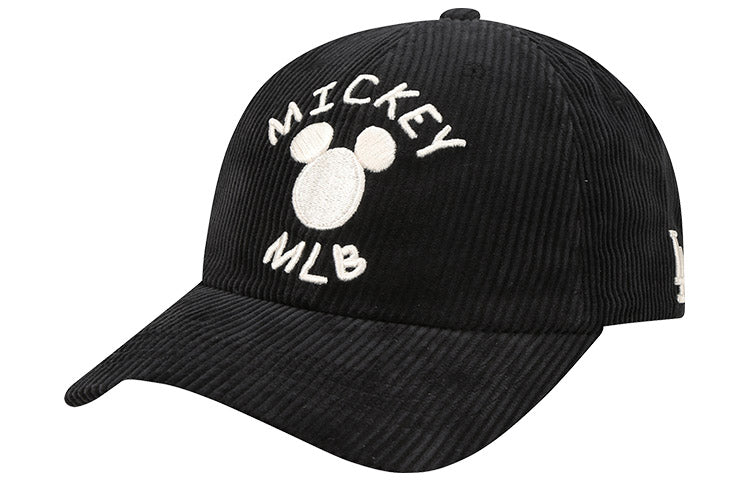 MLB Mickey x Disney Crossover corduroy Baseball Cap Black 32CPKC011-07L