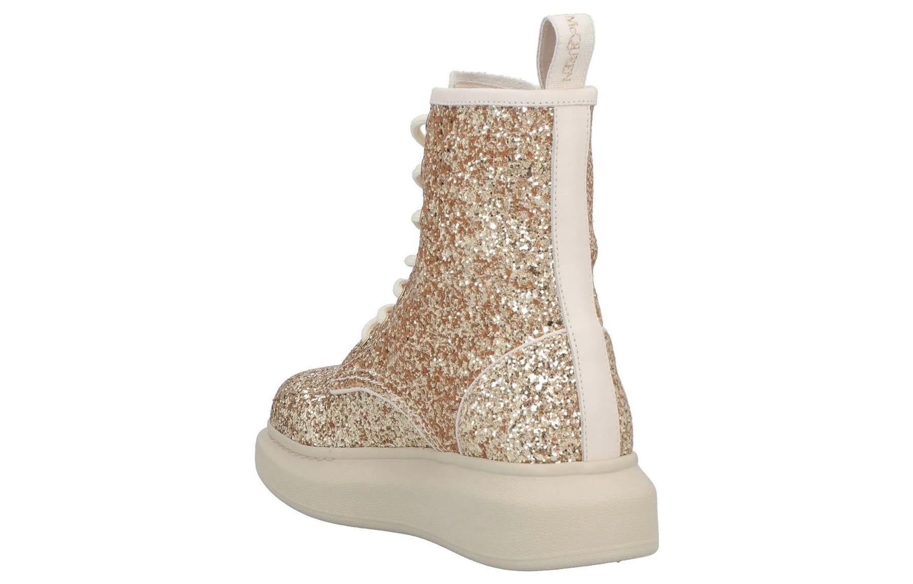 (WMNS) Alexander McQueen Ankle Boots 'Gold Glitter' 586394W4EY68034