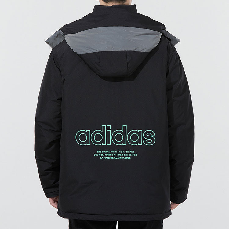 adidas originals Innov Fab Downj Casual Stay Warm Sports hooded down Jacket Black H66017