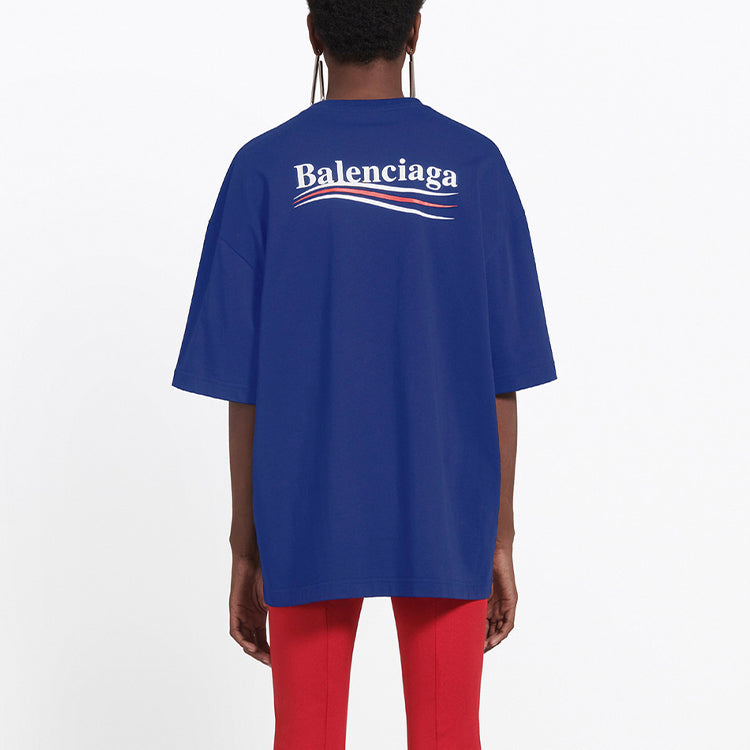 Balenciaga Political Campaign Printing Large Version Short Sleeve Royal blue 518213TAV444540