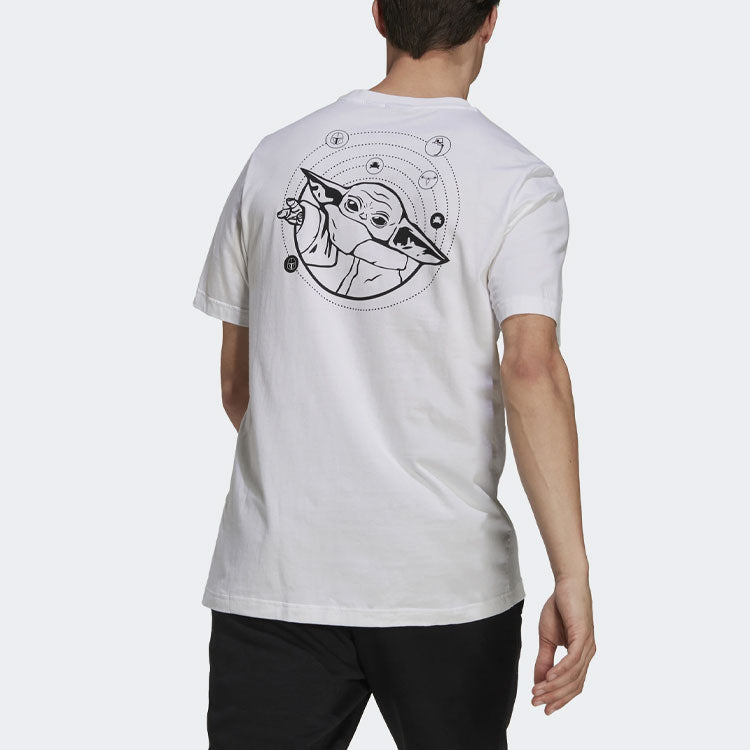 Men's adidas x Star War Crossover Back Print Athleisure Casual Sports Short Sleeve White T-Shirt GS6213