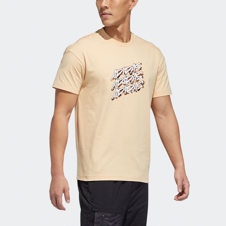 adidas Ub Gfx T Graffiti Printing Logo Sports Short Sleeve Yellow GP0841