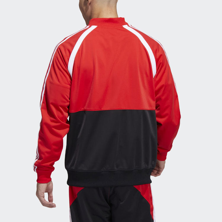 adidas Contrasting Colors Stripe Sports Jacket Red/Black HC2076
