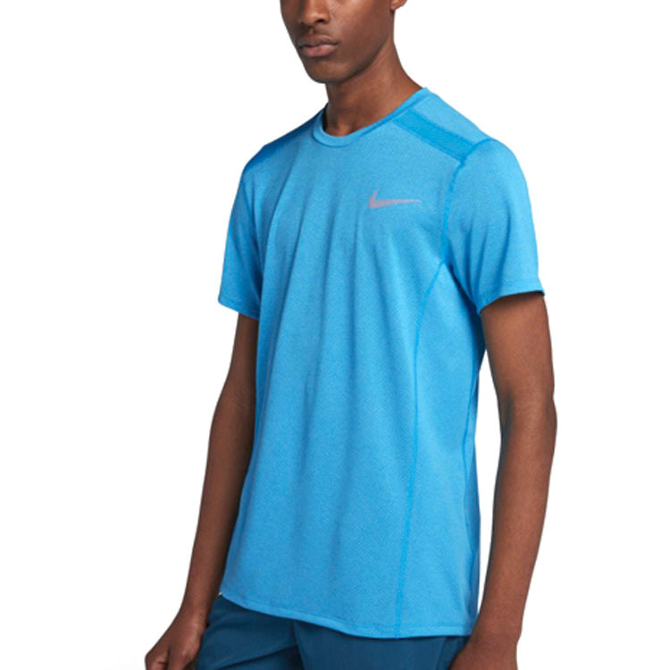 Nike Cool Mylar Breathable Running Quick Dry Short Sleeve Blue 892995-482