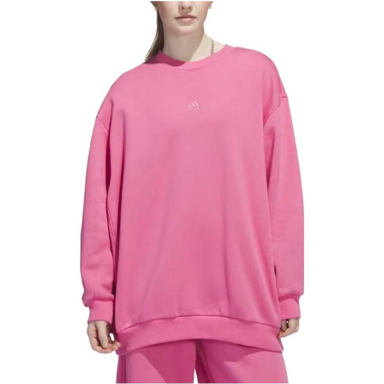 (WMNS) adidas ALL SZN Fleece Oversized Crew Sweatshirt 'Pink' IM0329