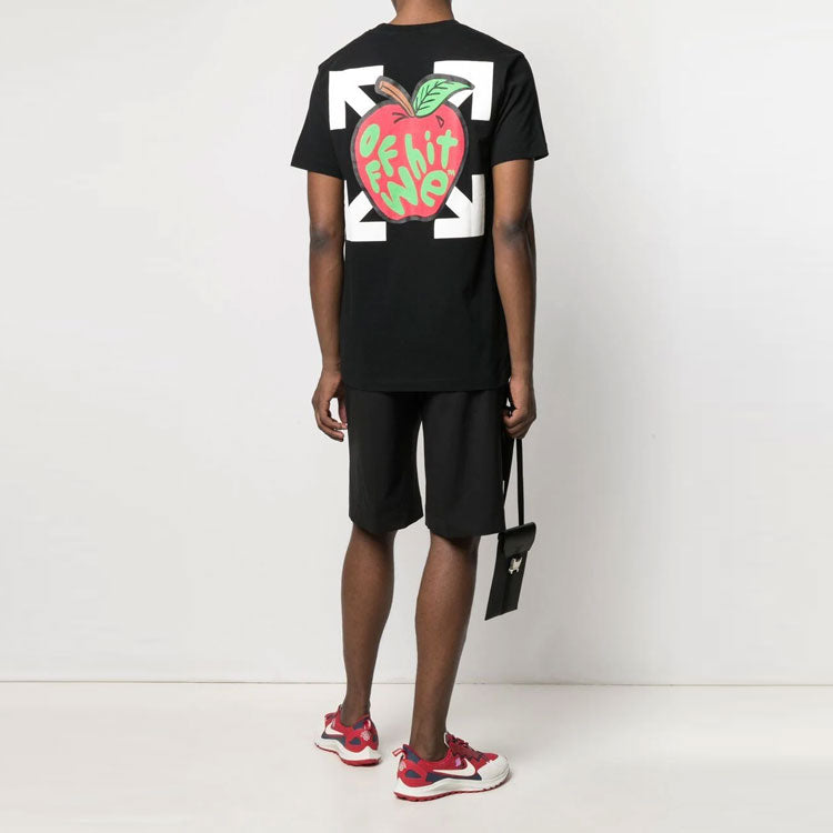 Off-White SS21 Arrow Apple Printing Casual Short Sleeve Ordinary Version Black OMAA027S21JER0231025