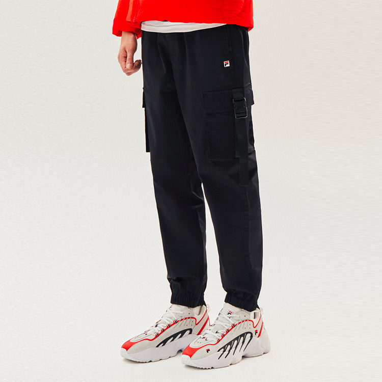 FILA Logo Pattern Bundle Feet Cargo Casual Pants Black F51M048811F-BK