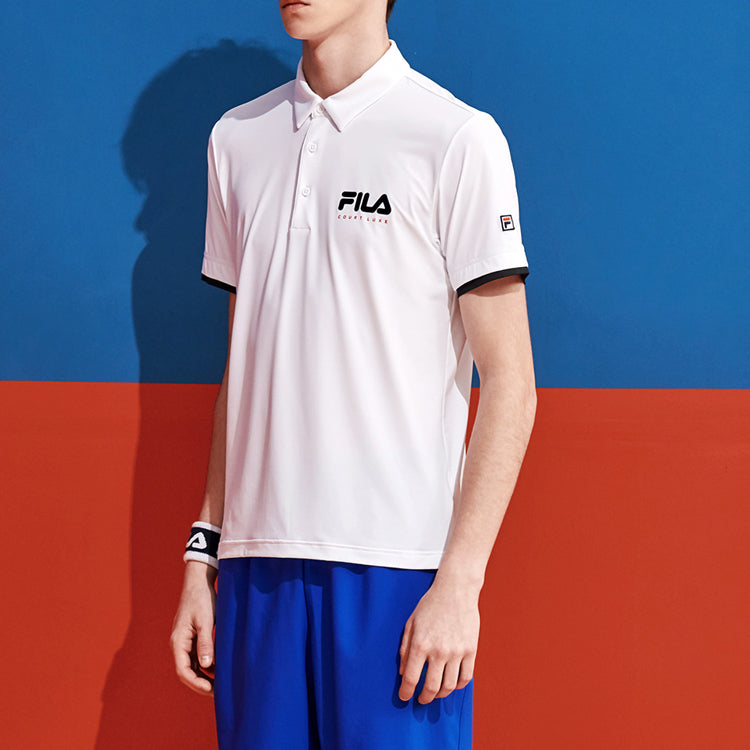 FILA Double Layer Contrasting Colors Short Sleeve Polo Shirt White A11M023156F-WT