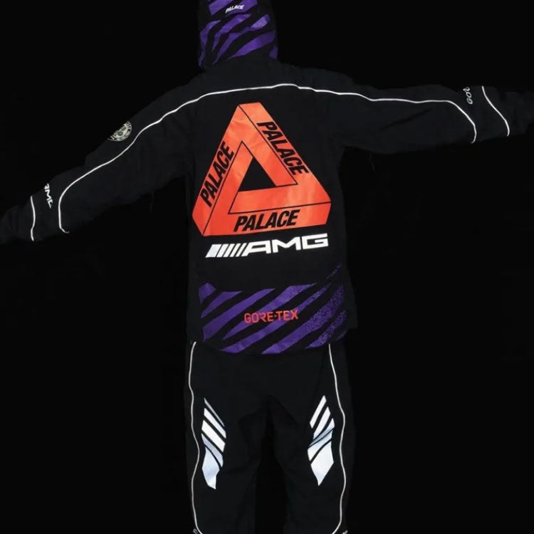 PALACE SS21 x AMG Crossover Gore-Tex Jacket Black Logo Micro Mark Tiger Stripes Hooded Jacket P20AMGGT001