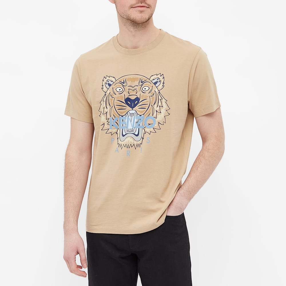Men's KENZO Tiger Head Pattern Round Neck Short Sleeve Cream Yellow FB55TS0204YA-11
