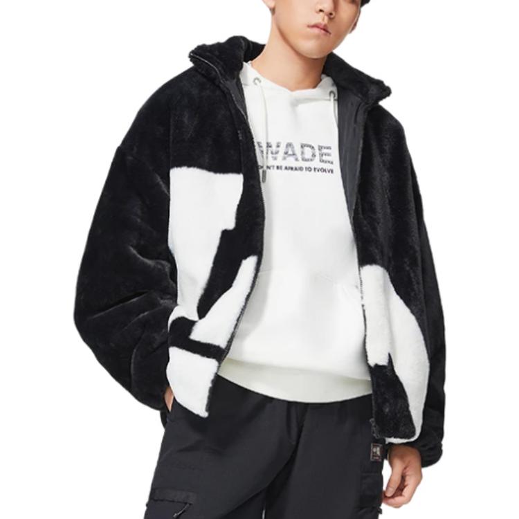 Li-Ning Big Logo Polar Fleece Jacket 'Black White' AFDSD61-1