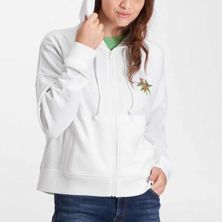 (WMNS) Levi's Zipper Embroidered Hoodie White 85291-0004