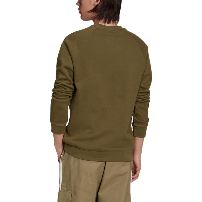 Men's adidas originals Alphabet Large Logo Printing Round Neck Pullover Military Green H06652