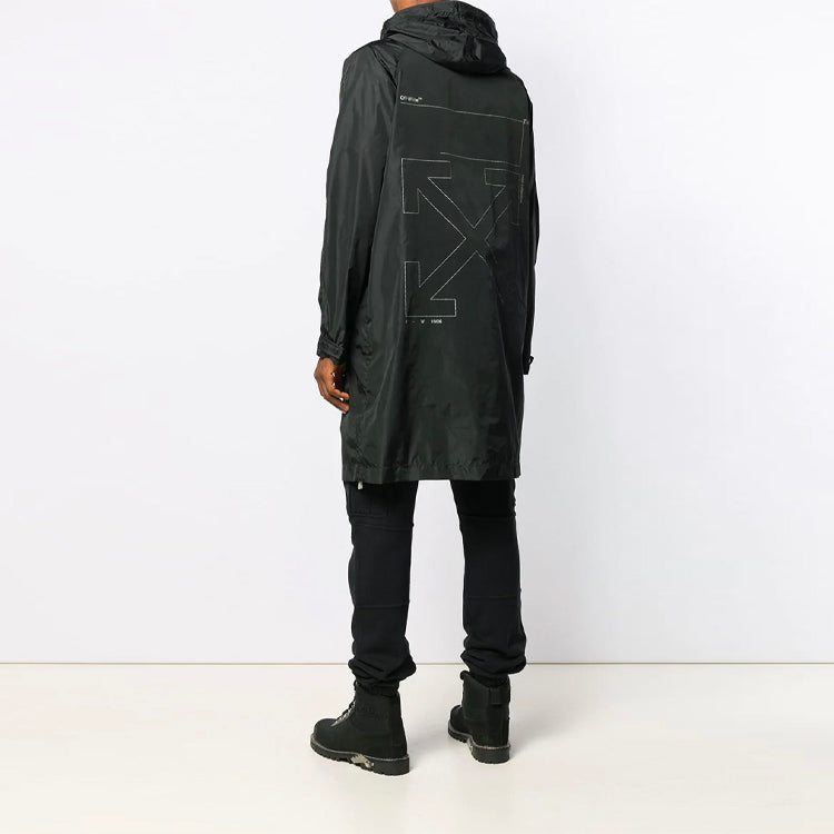 Off-White Arrow Printing hooded Windbreaker Black OMEA171E19E060031091