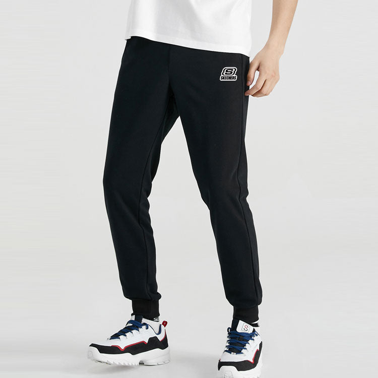 Skechers Logo Printed Knitted Tapered Sport Pants 'Black Navy Grey' L121M224