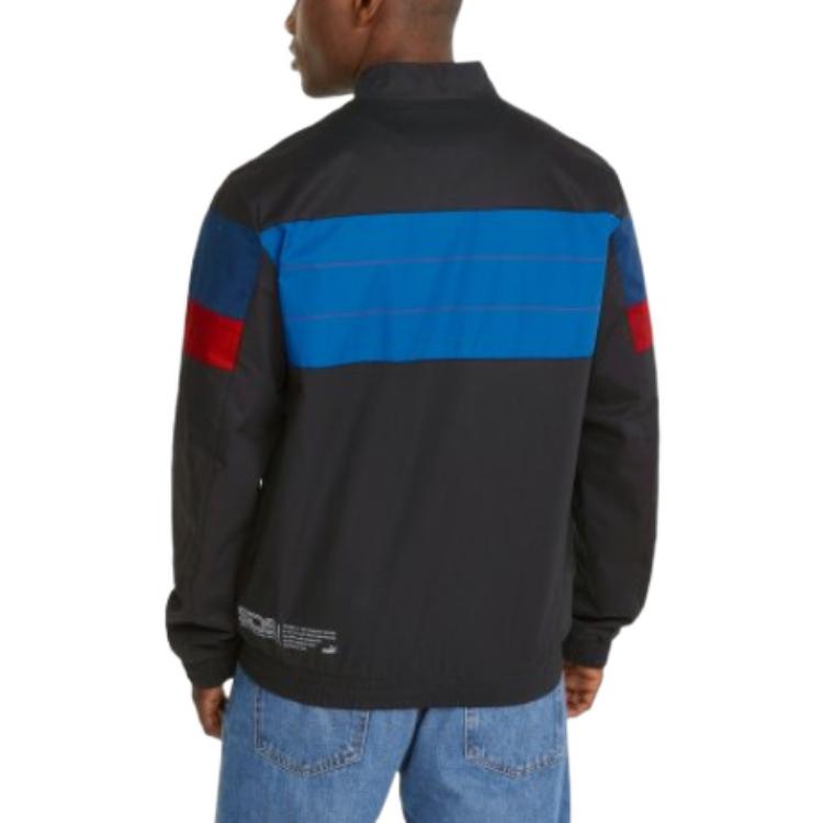 PUMA Racing Series Colorblock Woven Stand Collar Sports Jacket Black 533324-01