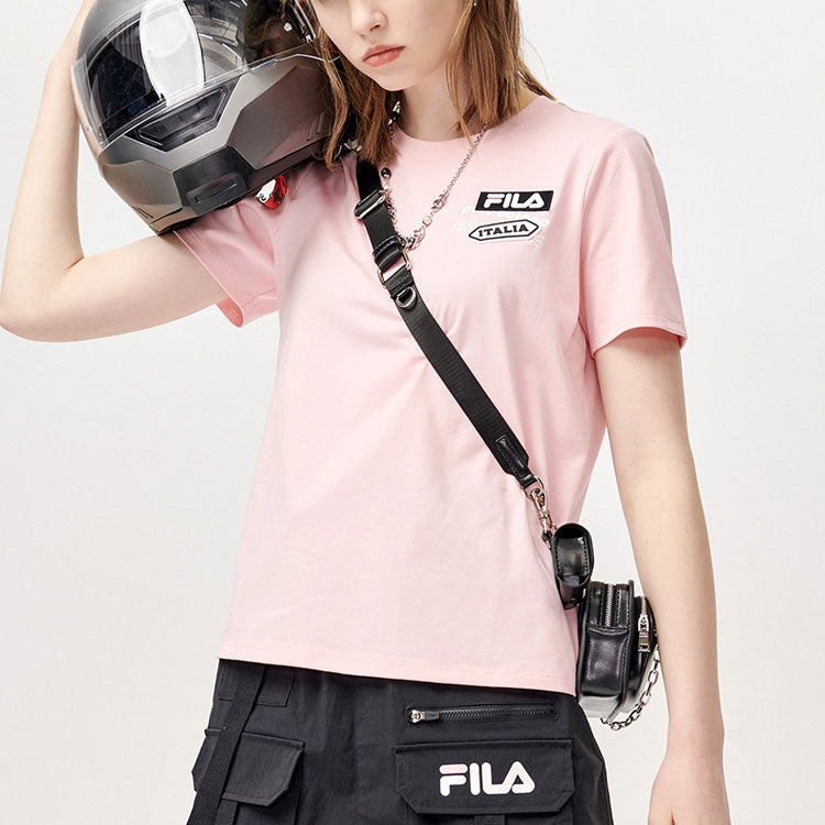 FILA FUSION Logo Printing Sports Short Sleeve Pink T-Shirt T11W123109F-PK