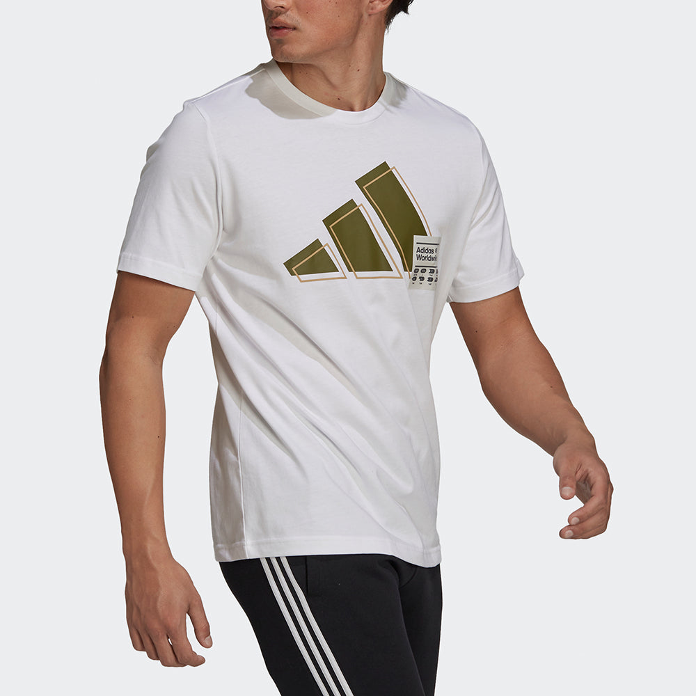 adidas 3bar Logo Tee Logo Printing Sports Short Sleeve White GV5159